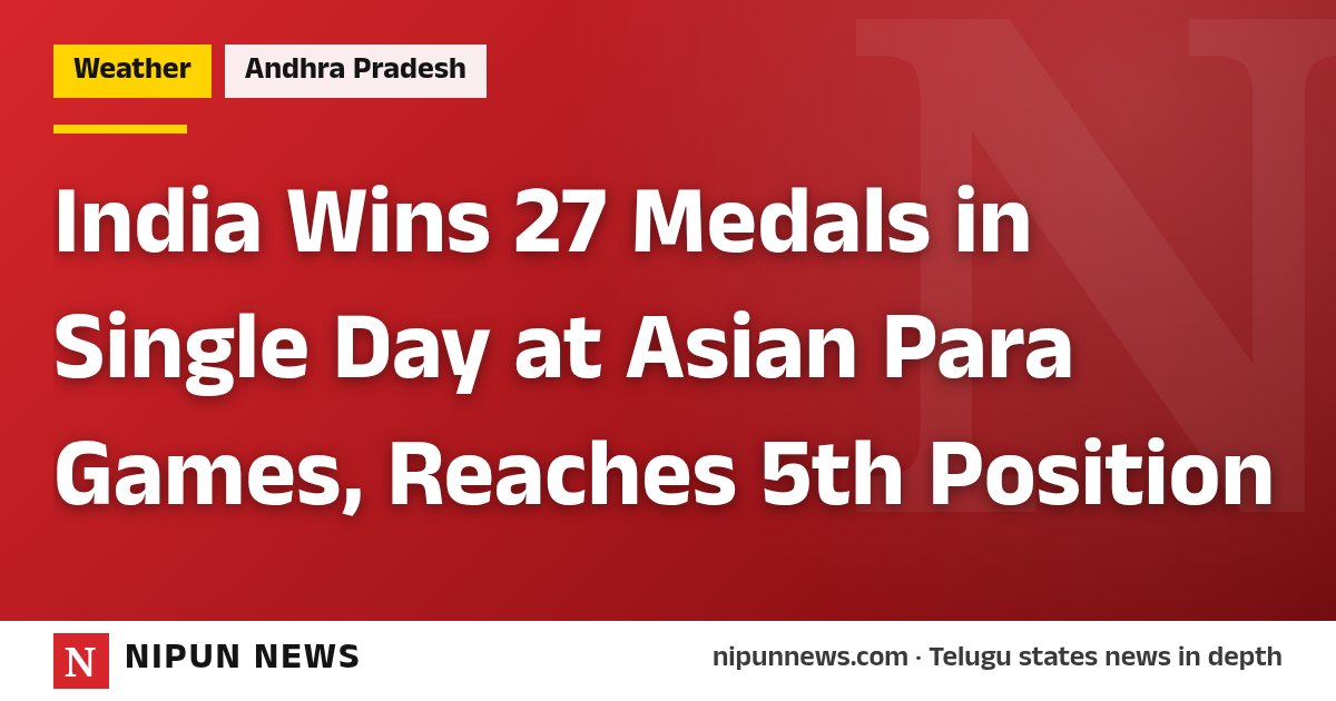 India Wins 27 Medals in Single Day at Asian Para Games, Reaches 5th Position